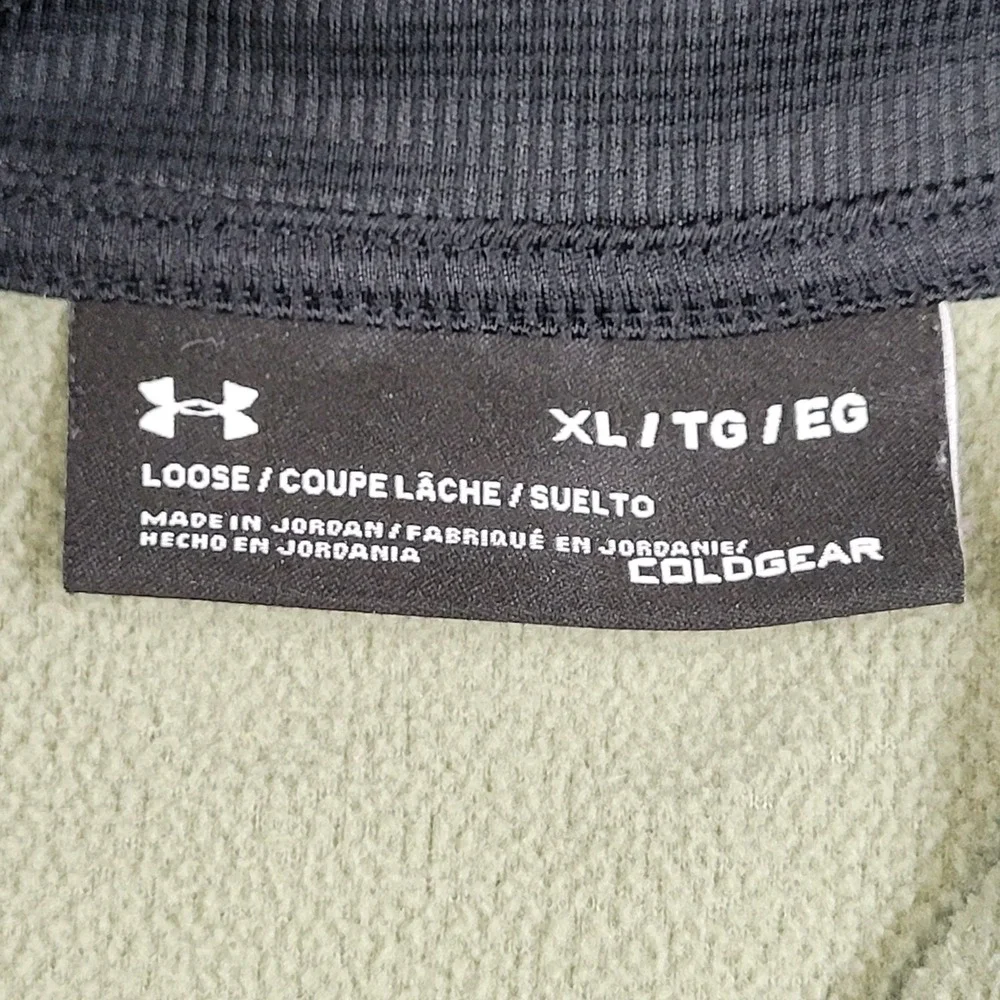 Under Armour ColdGear Mens XL Quarter Zip Pullover Olive Green Heathered Loose